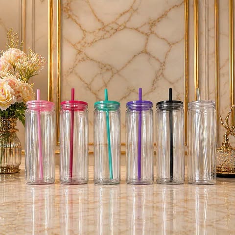 Live Claim 20oz snow globe cups with lid and straw