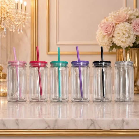 Live Claim 16oz snow globe cups with lid and straw